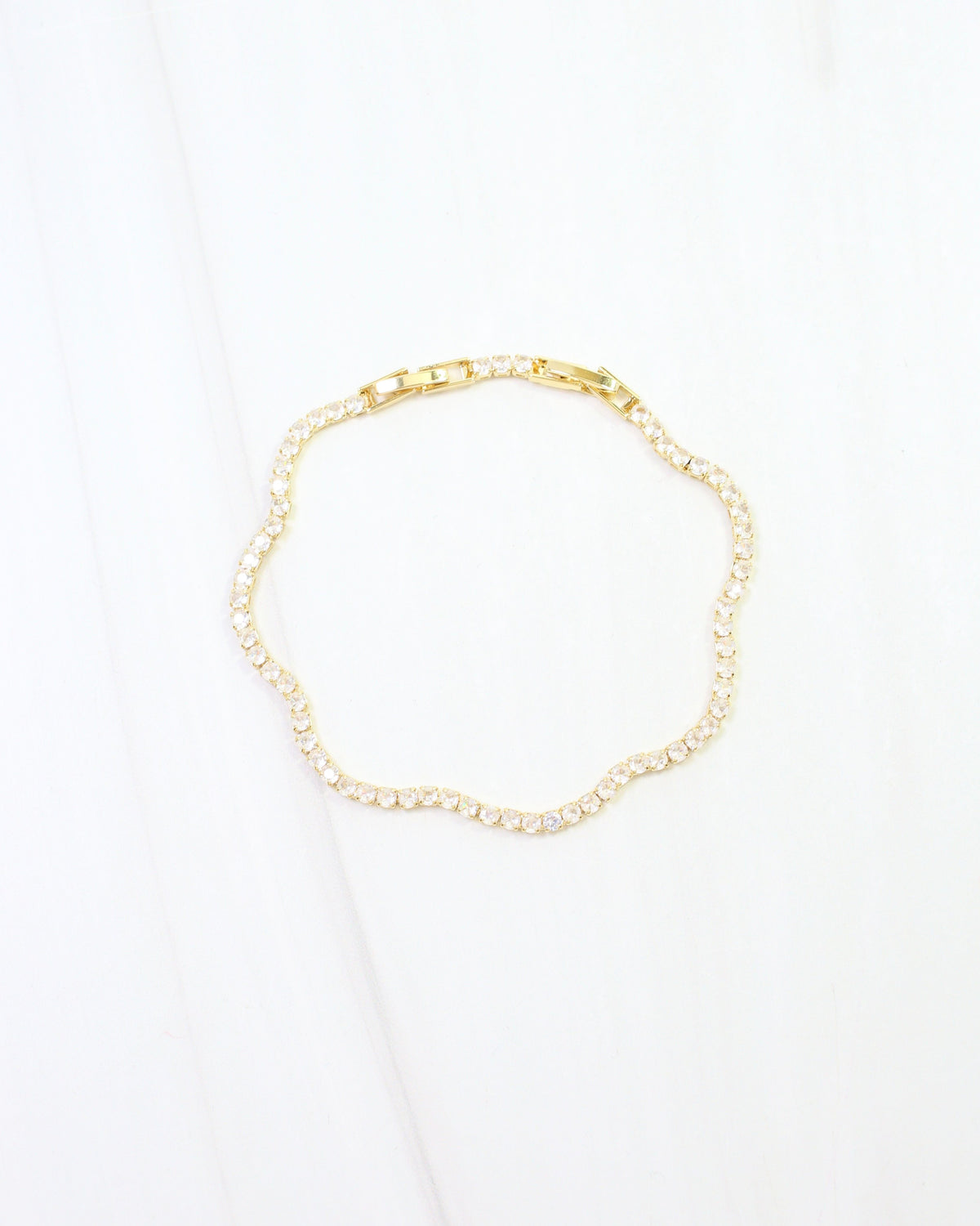 Nellie CZ Scalloped Tennis Bracelet WR Gold