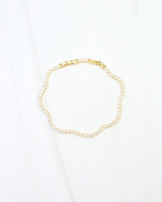 Nellie CZ Scalloped Tennis Bracelet WR Gold
