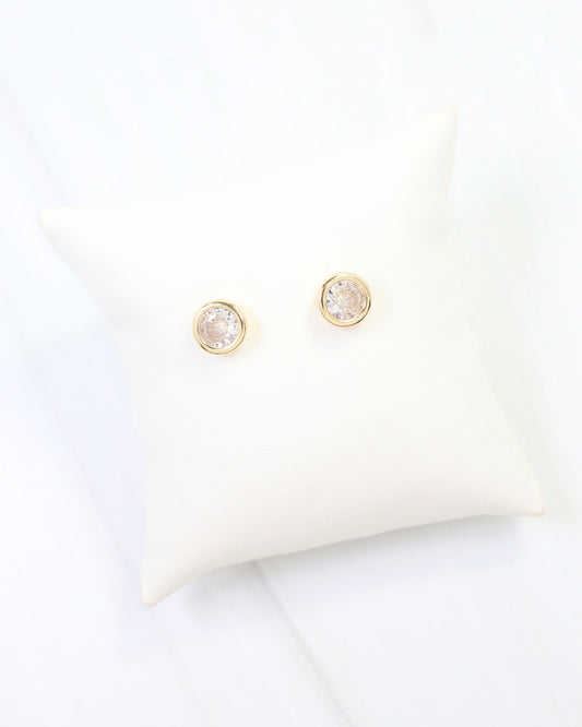Maribel CZ Stud Earring WR Gold