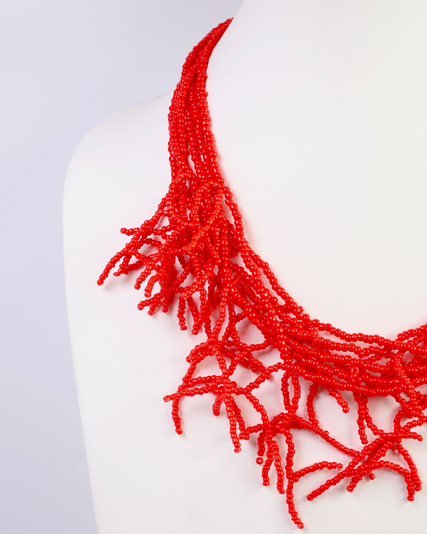 Highland Seed Bead Layered Necklace Red