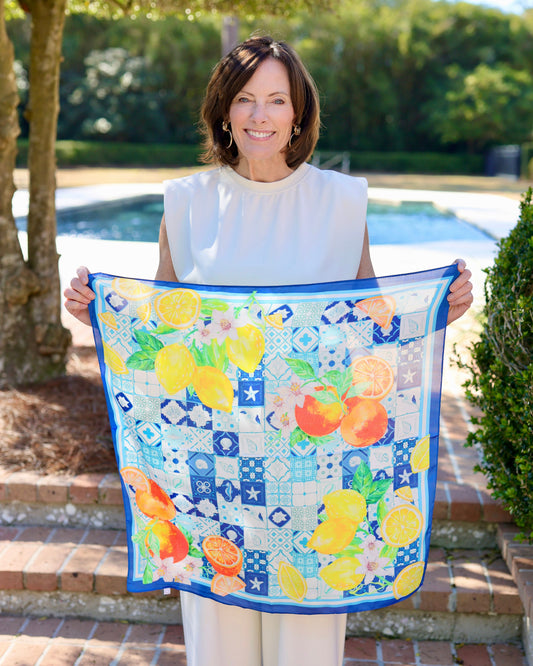 Portofino Printed Scarf Blue