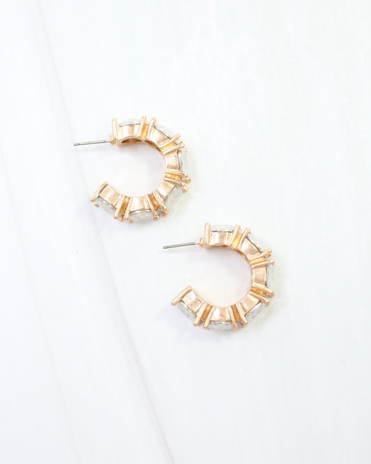 Roxanne Rhinestone Hoop Earring White Opal