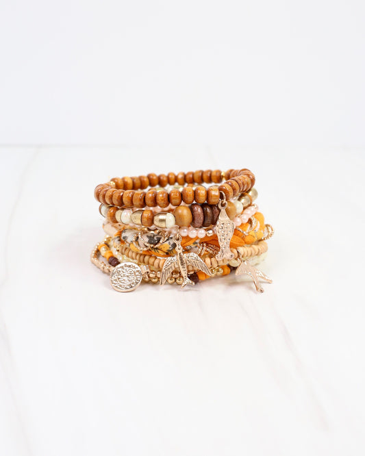 Toledo Beaded Stretch Bracelet Mustard