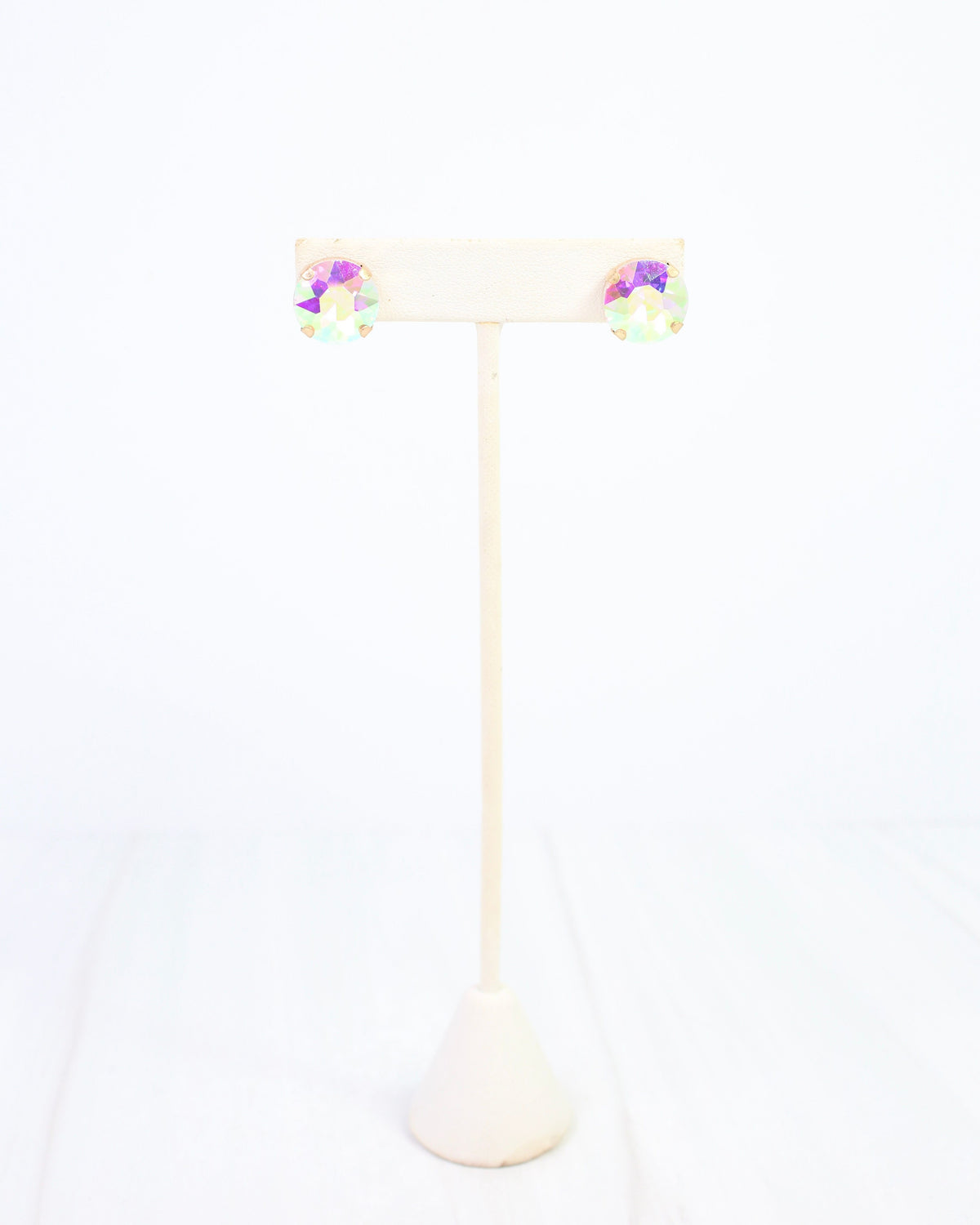 Andi Large Rhinestone Stud Earring Pink AB