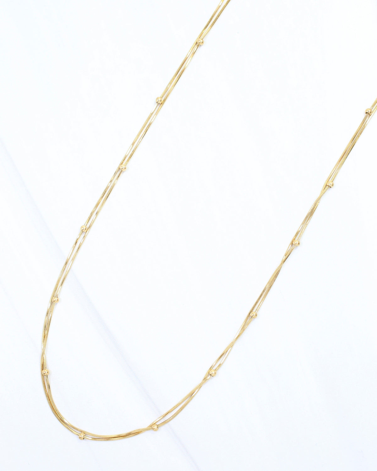 Roslyn Layered Ball Chain Necklace WP Gold