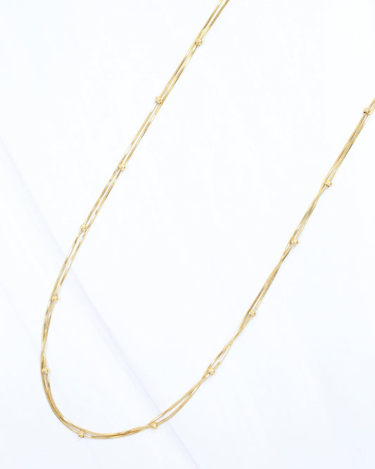 Roslyn Layered Ball Chain Necklace WP Gold