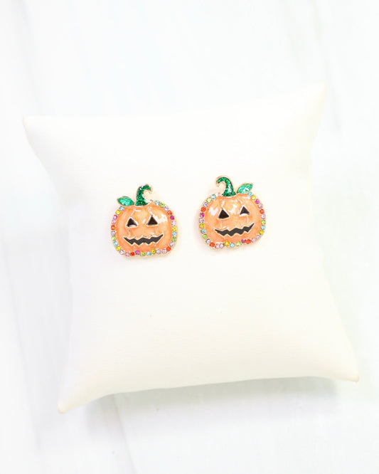 Just the Cutest Jack O Lantern Stud Earring Orange