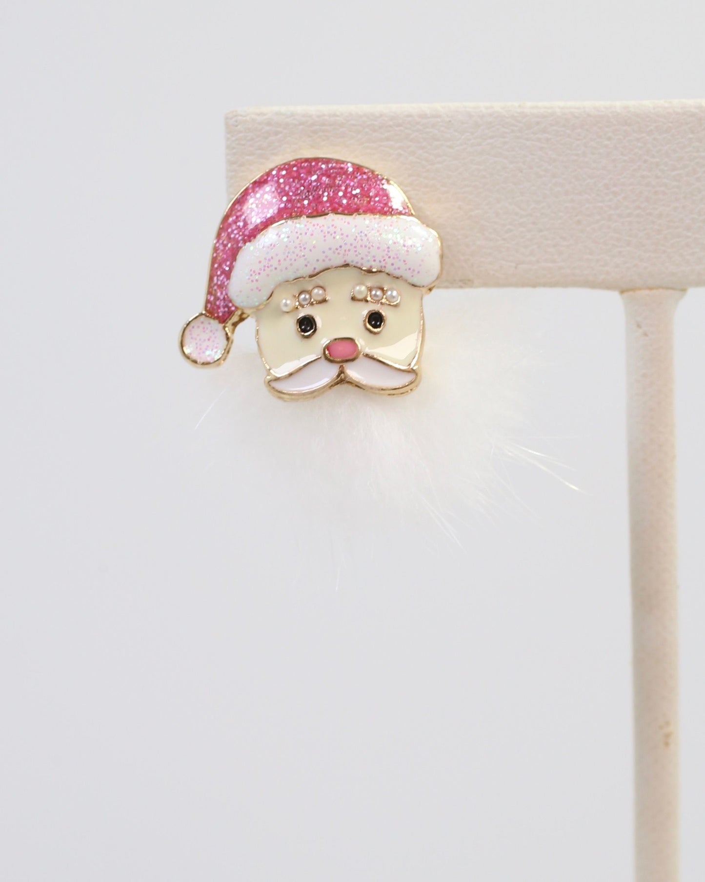 Fuzzy Santa Earring Pink
