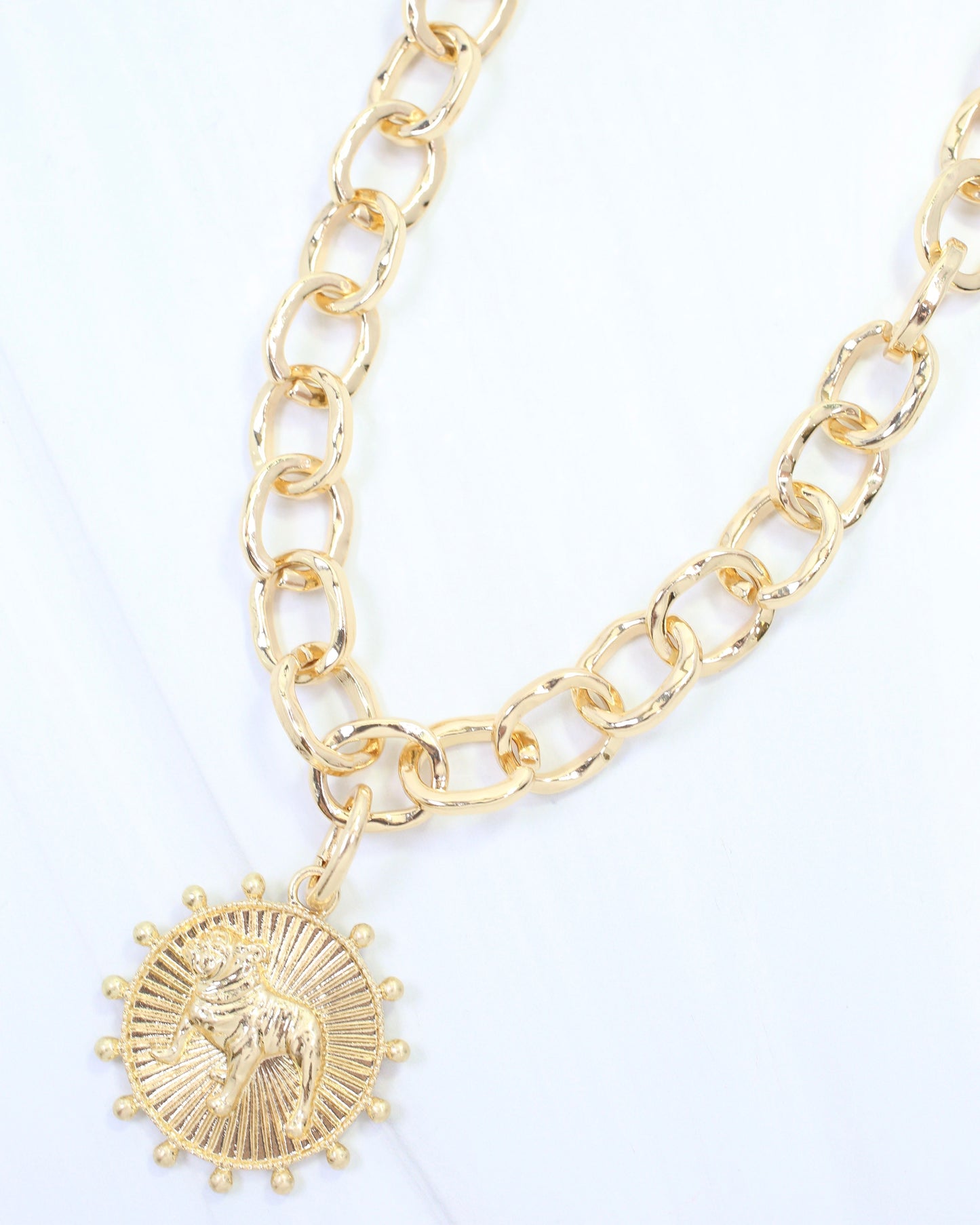 Carmen Coin Charm Standing Dog Worn Gold