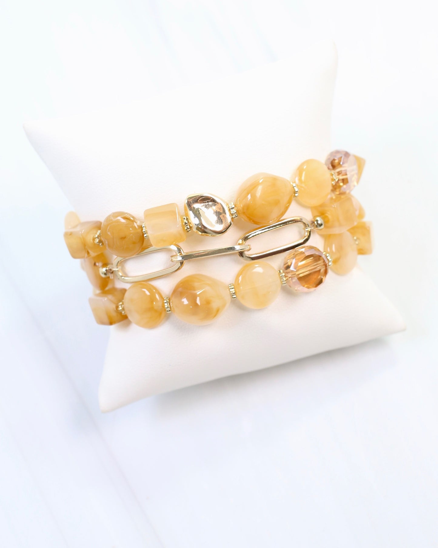 Clanton Beaded and Link Bracelet Set Natural