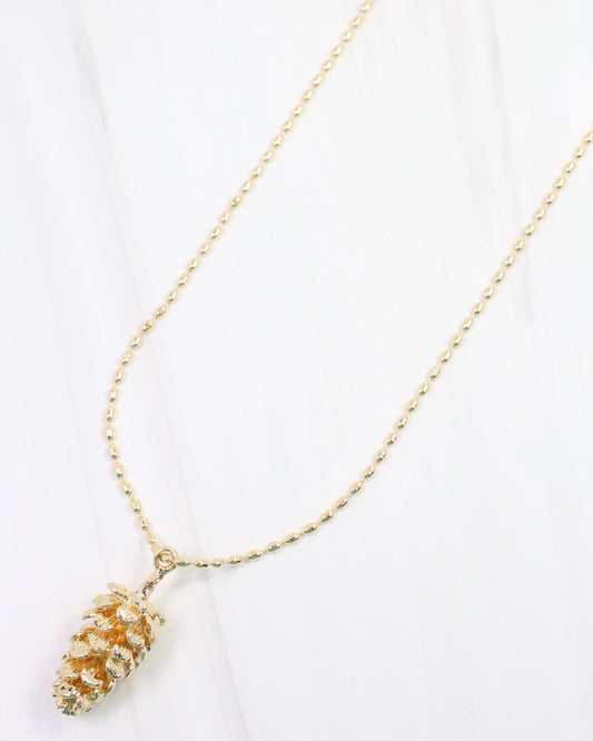 Ossa Pinecone Pendant Necklace Gold