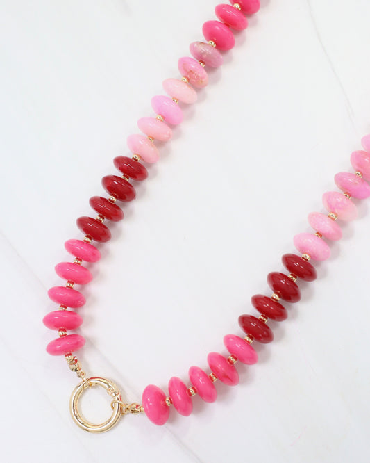 Fort Kent Stone Beaded Toggle Necklace Fuchsia