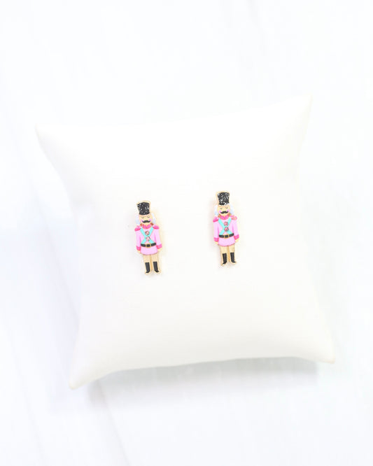 Noel Nutcracker Stud Earring Pink