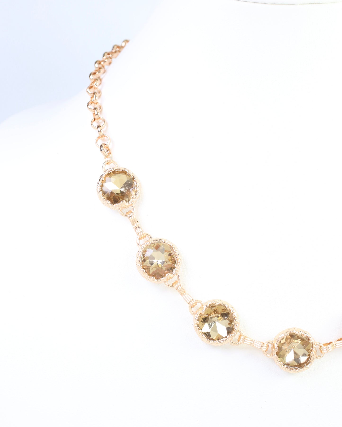 Leah Crystal Link Necklace Topaz