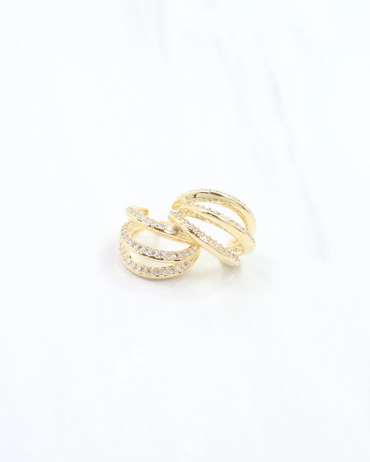 Sheppard Three Row CZ Hoop Gold