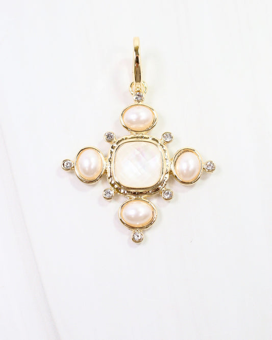 Cline Pearl and CZ Charm Gold