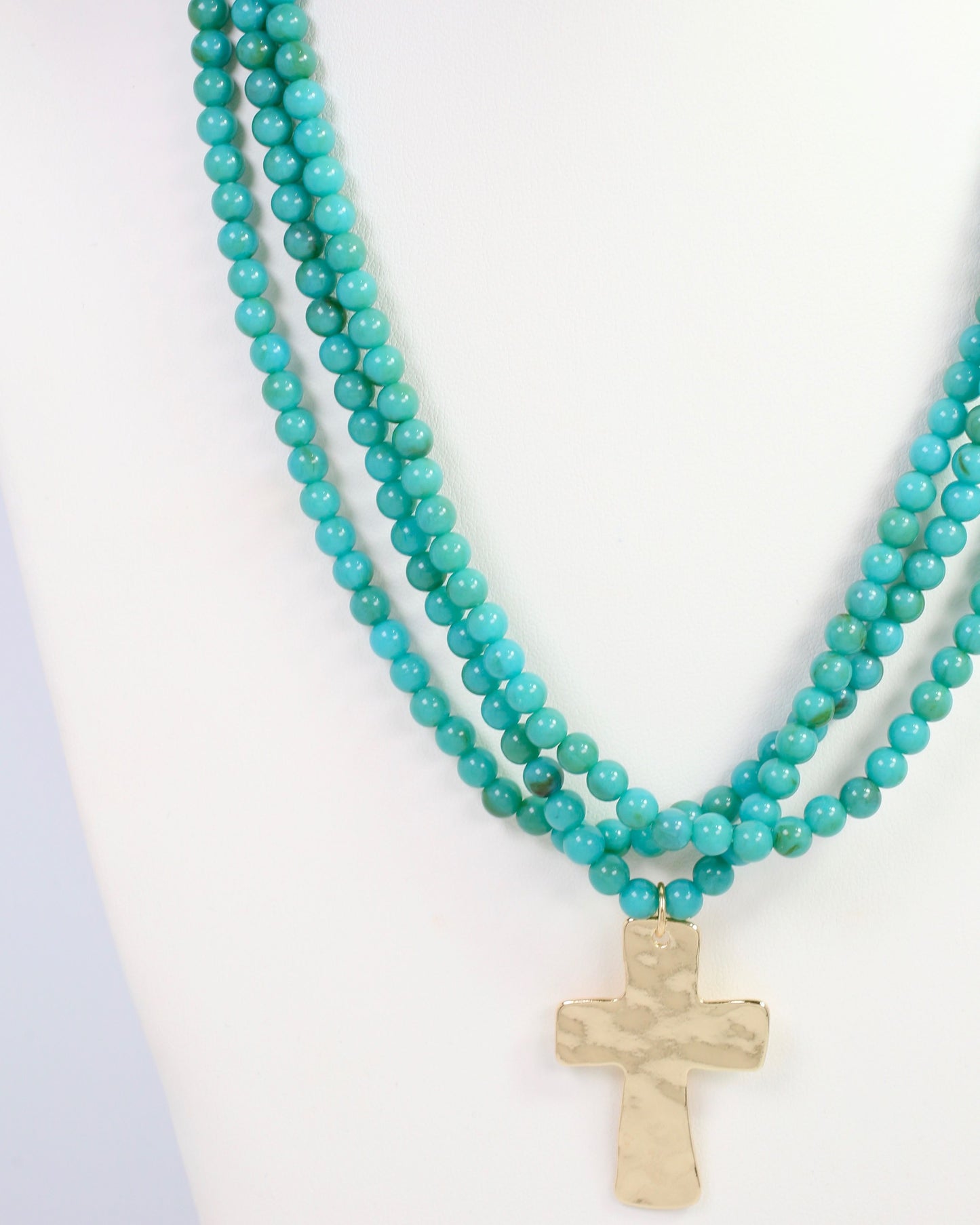 Barstow Layered Beaded Cross Necklace Turquoise