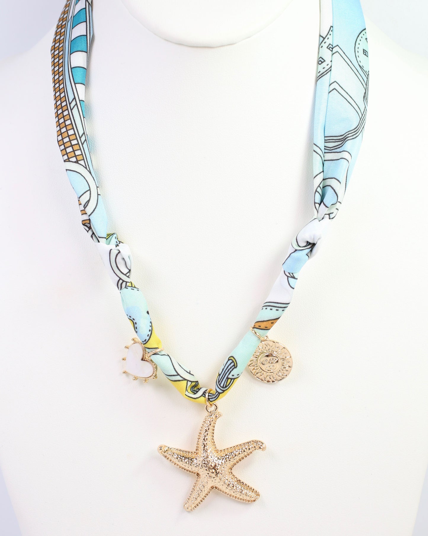 Sandi Scarf Charm Necklace Light Blue