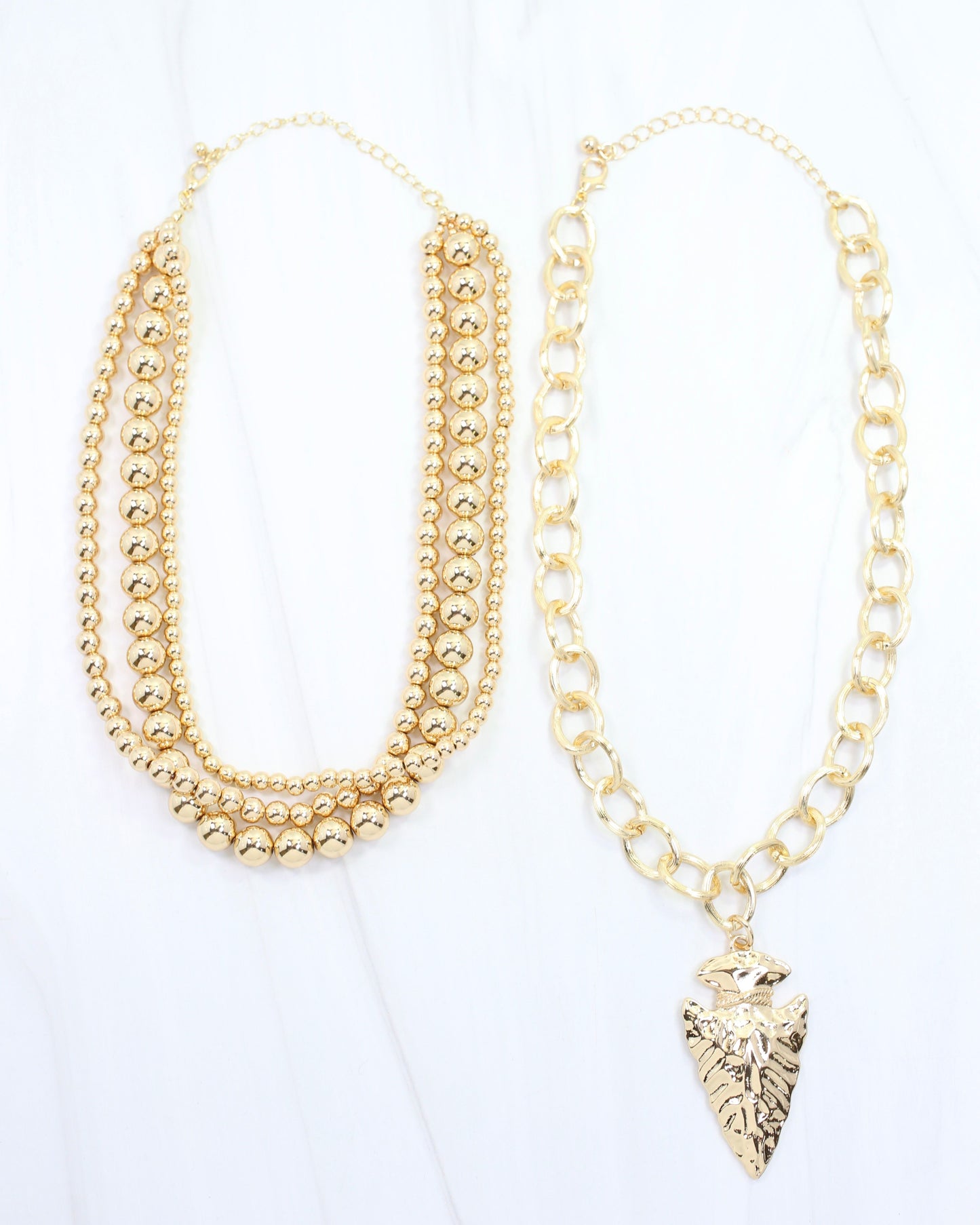 Bree Beaded Layered Necklace Arrow Gold