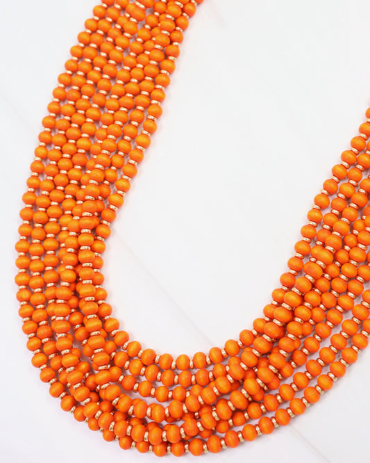Eleodora Wooden Bead Layered Necklace Orange