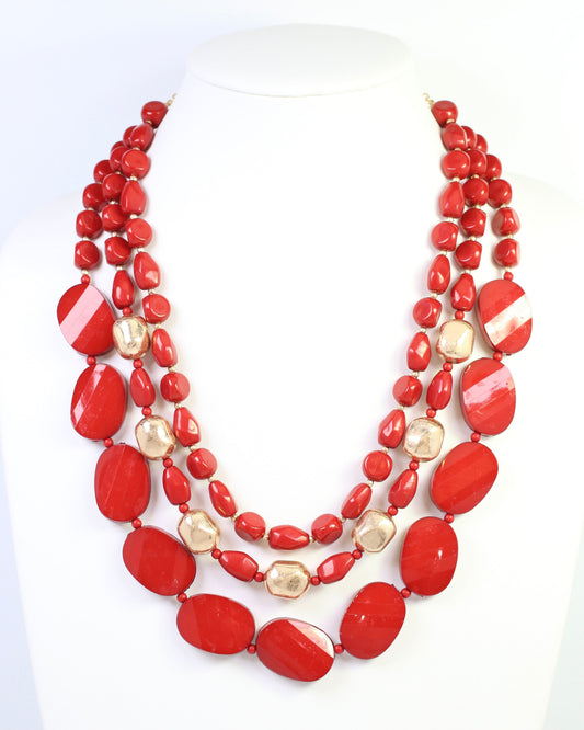 Adair Court Beaded Necklace Dark Red