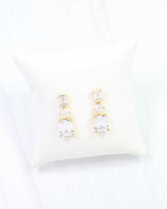 Ethan Emerald Cut CZ Drop Earring WR Gold