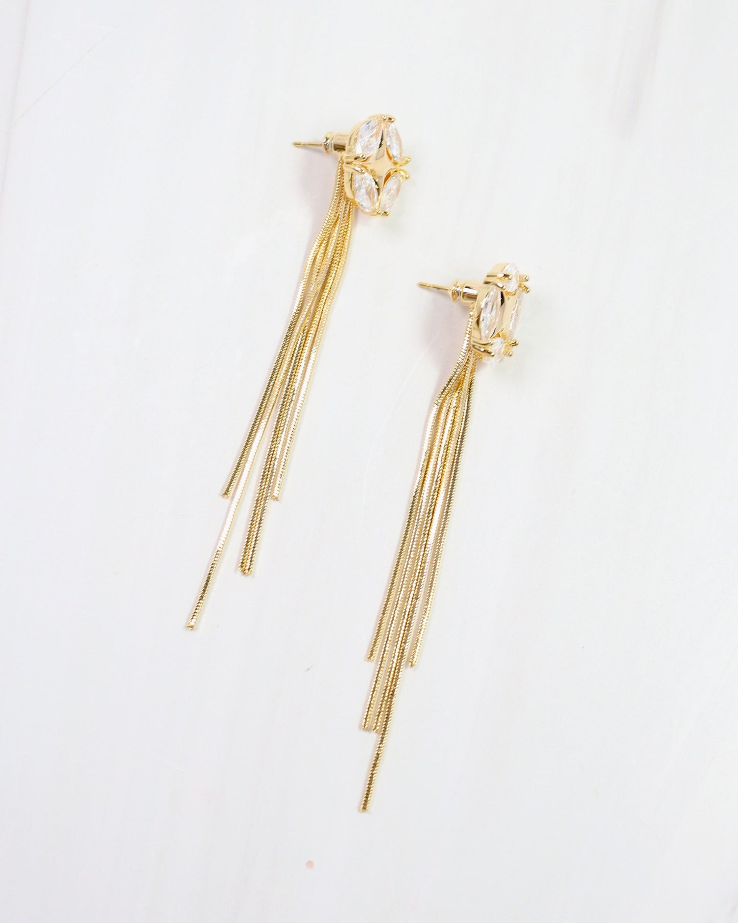 Presley Crystal and Fringe Drop Earring Gold