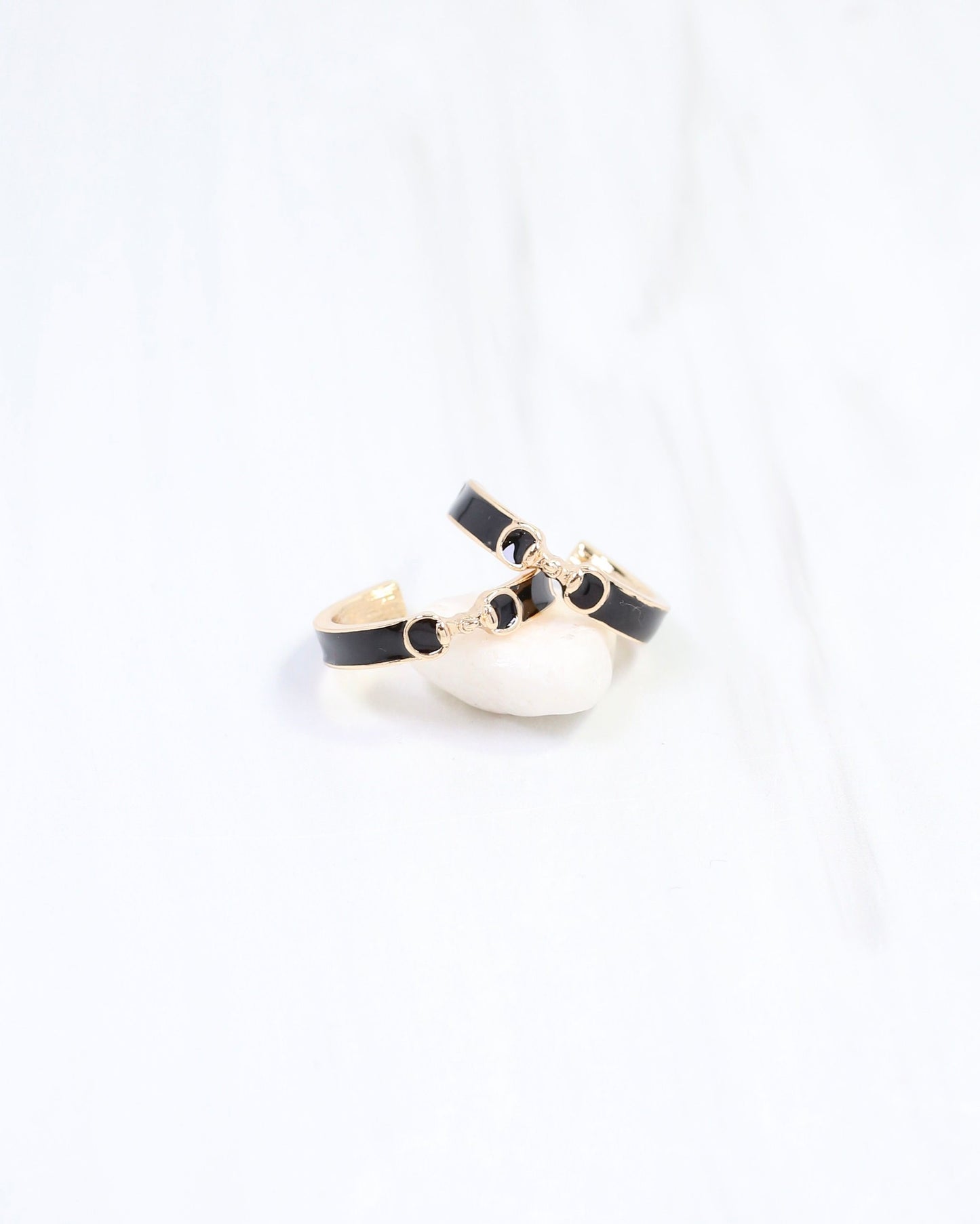 Kaylen Horsebit Hoop Earring Black