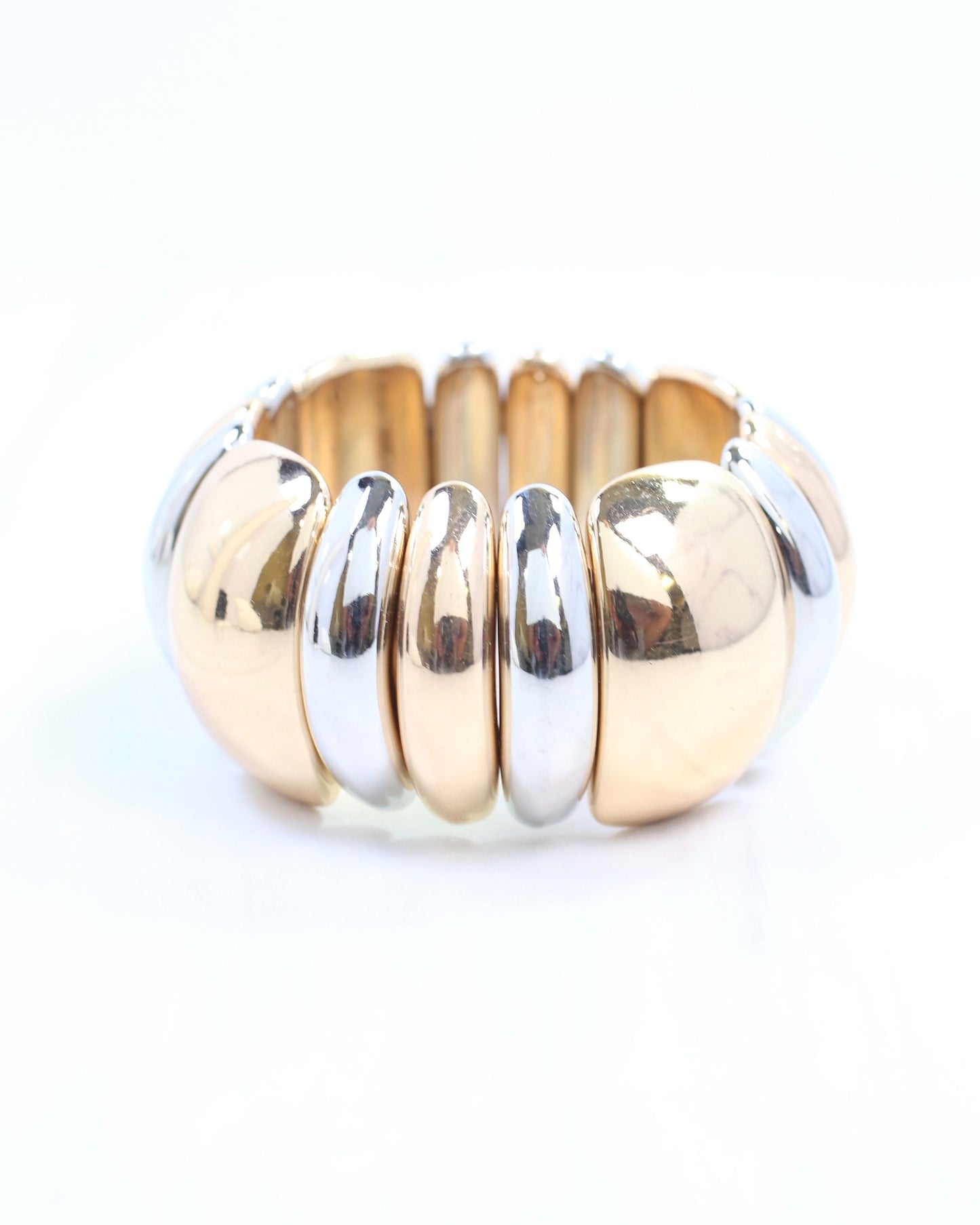 Prichard Domed Shaped Stretch Bracelet Gold Silver