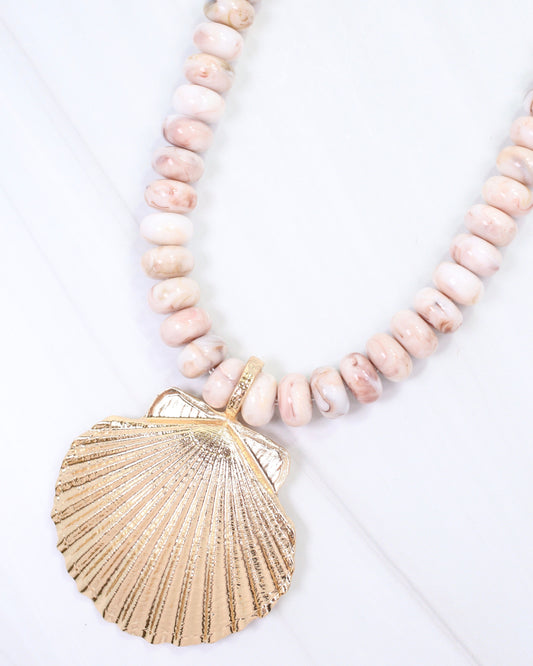 Kai Beaded Shell Necklace Blush