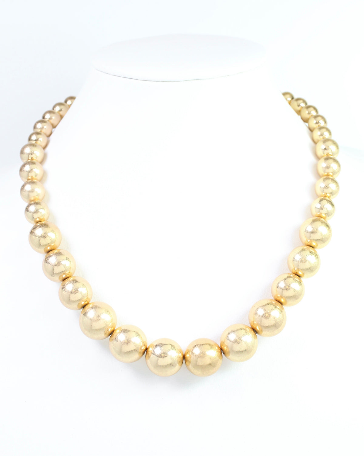 Brookie Graduated Bead Necklace Worn Gold