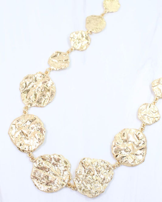 Ingham Textured Round Necklace Worn Gold