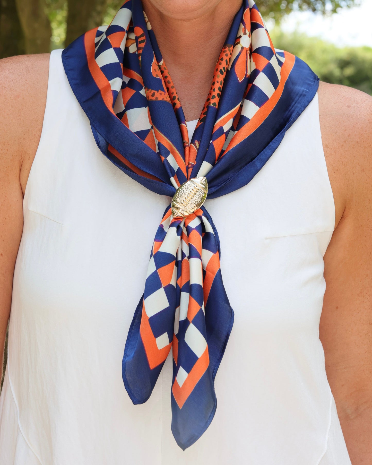 Hollis Scarf Medium Navy Orange