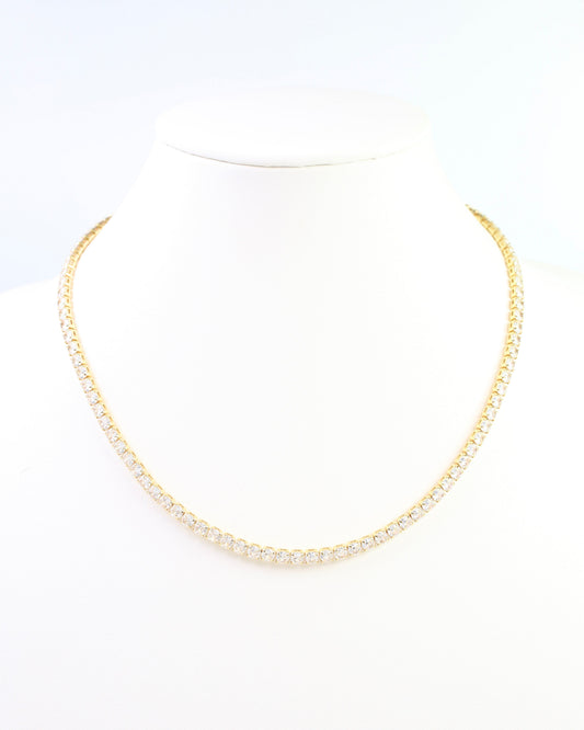 Luna Large CZ Tennis Necklace WR Gold