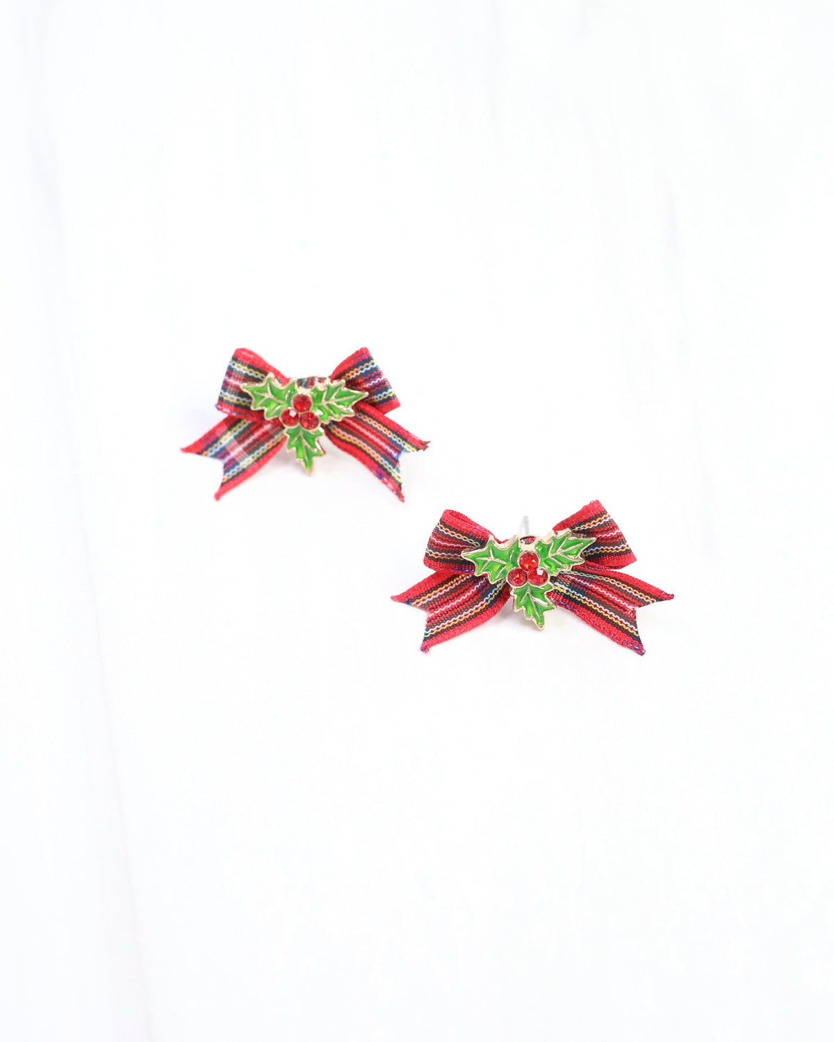 Perfectly Plaid Bow Earring Red