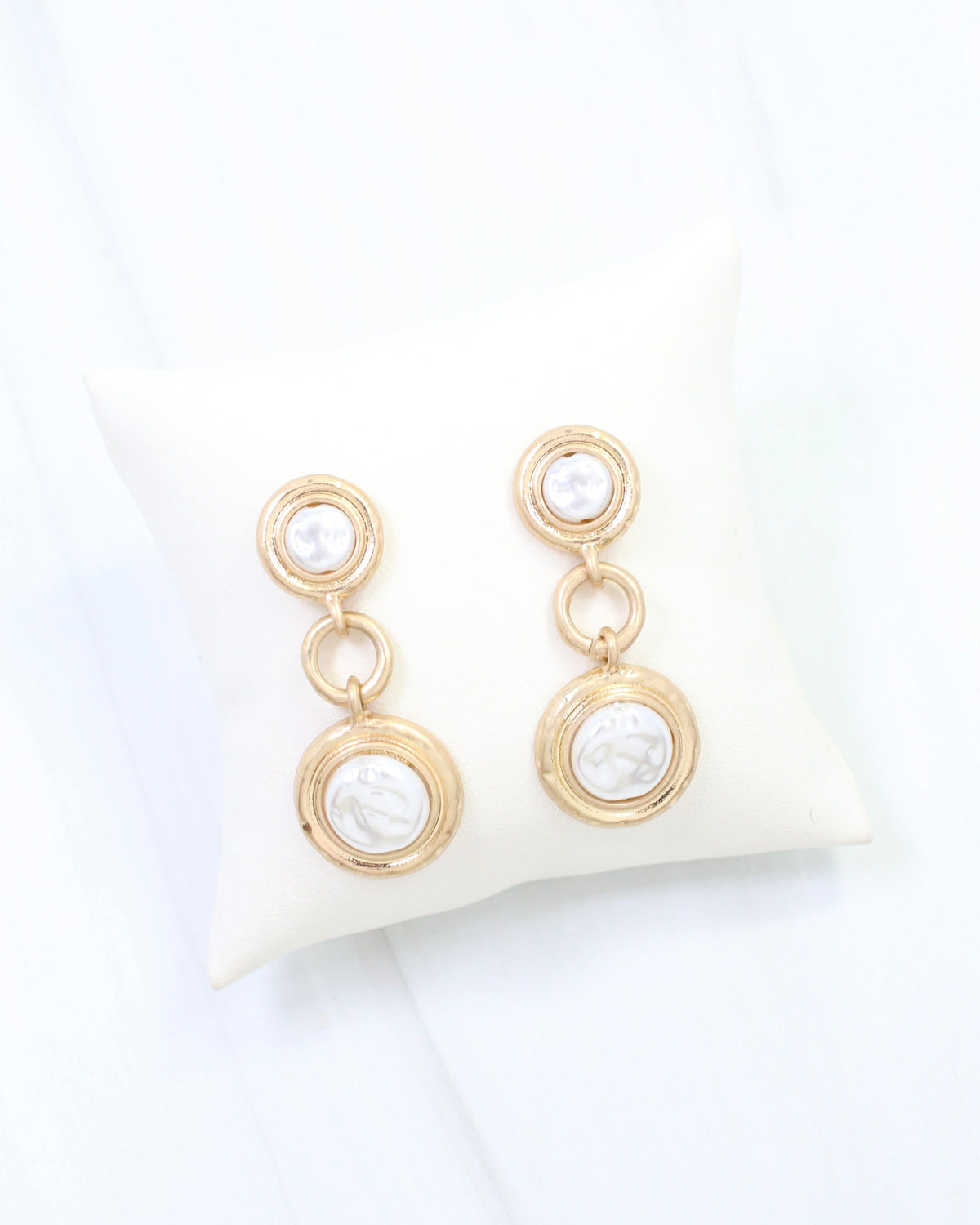 Baycrest Pearl Drop Earring Worn Gold