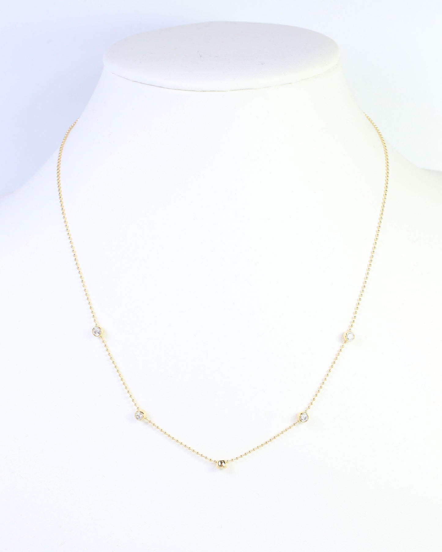 Katia CZ Ball Chain Necklace WR Gold