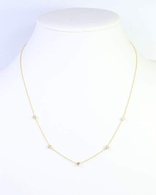 Katia CZ Ball Chain Necklace WR Gold