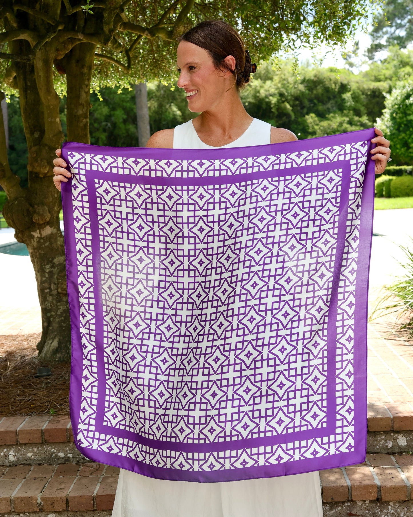Langston Geometric Scarf Large Purple White