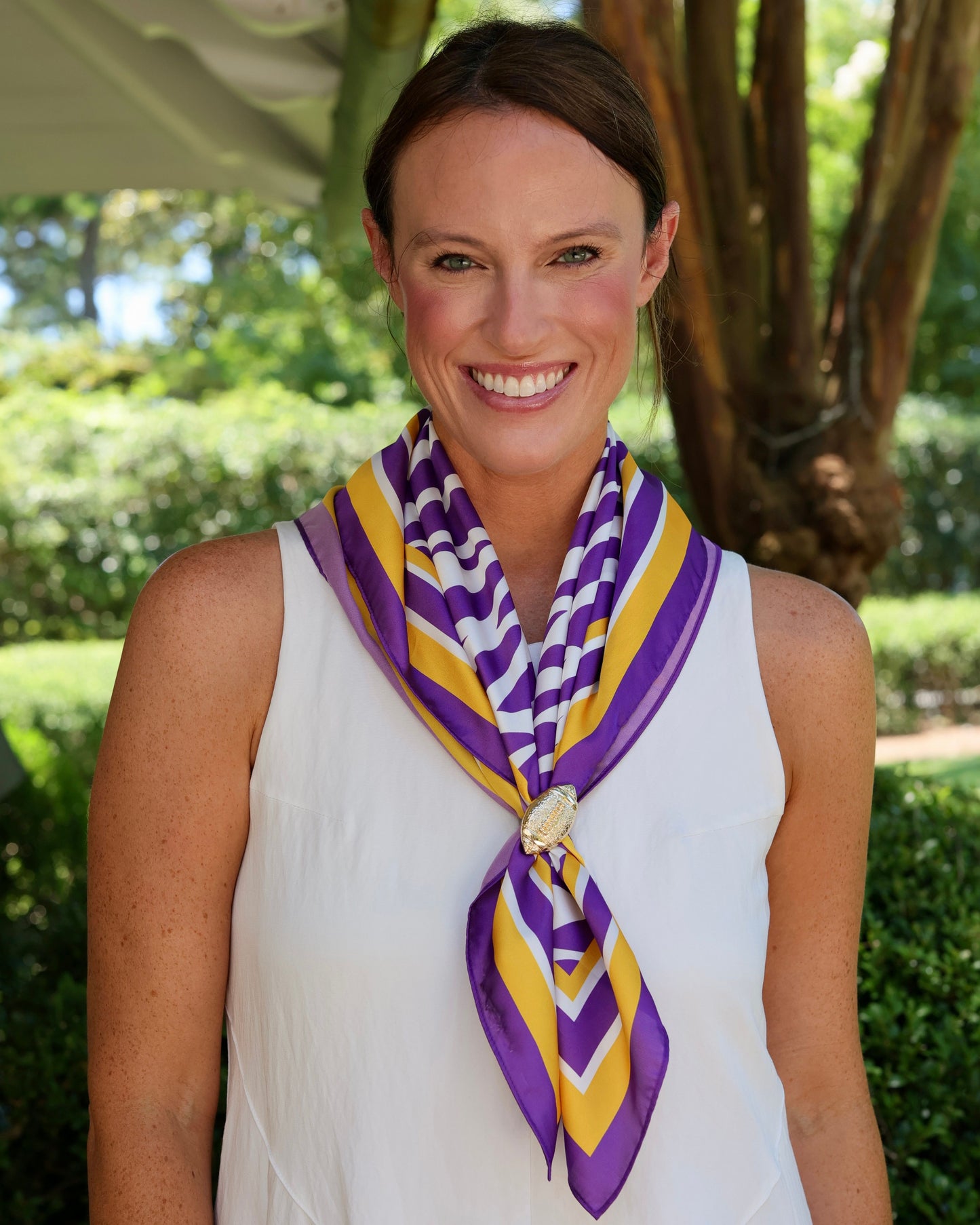 Harper Striped Scarf Medium Purple Gold