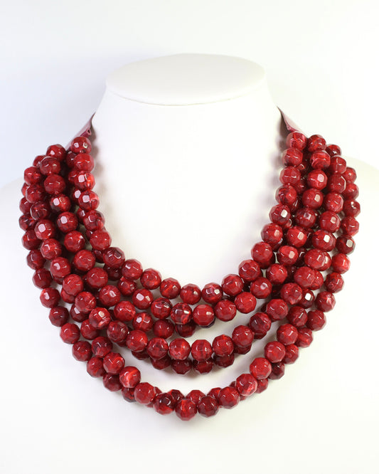 Cadence Multi Layered Beaded Necklace Garnet