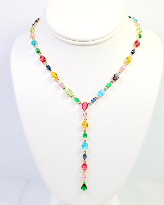 St Regis Crystal Y Necklace WP Multi