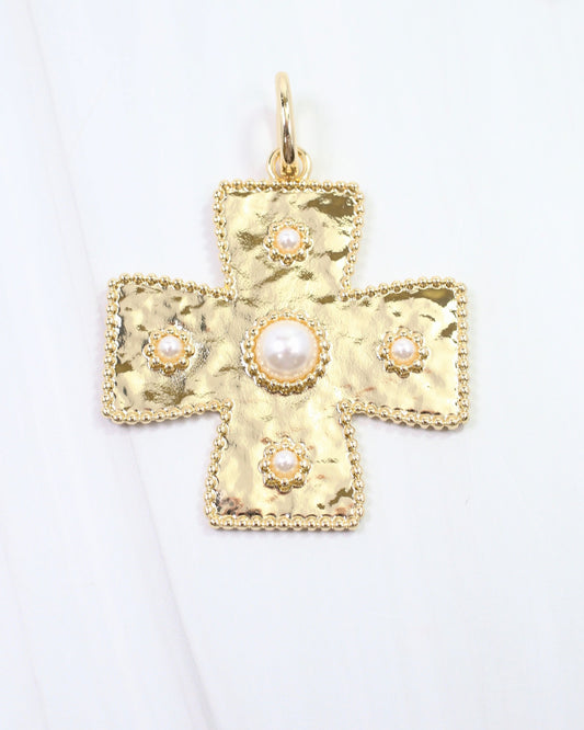 Cayce Large Cross Charm Gold