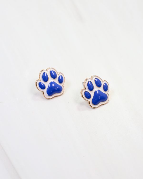 Go For It Paw Earring Blue White