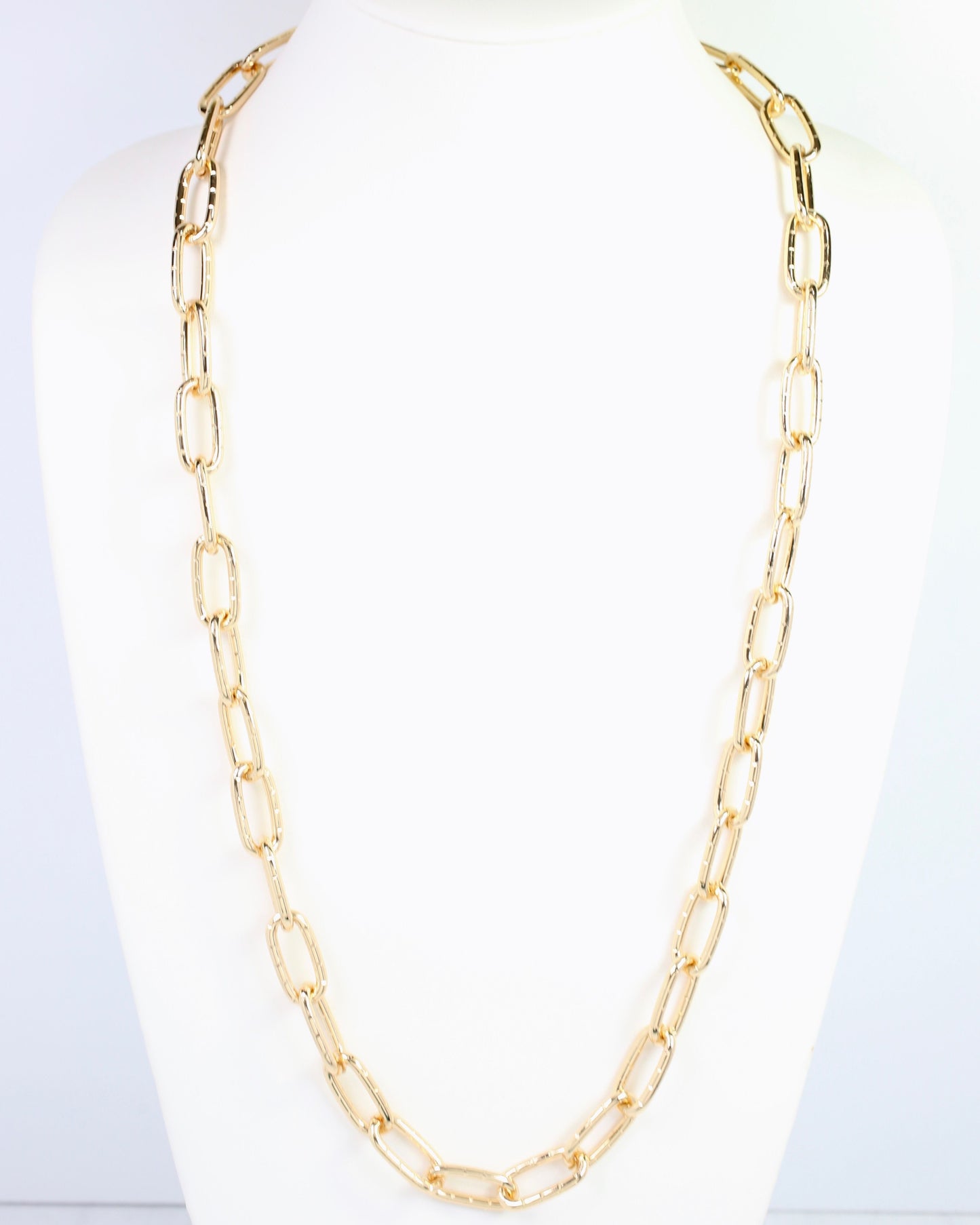 Meharry Textured Link Long Necklace Gold