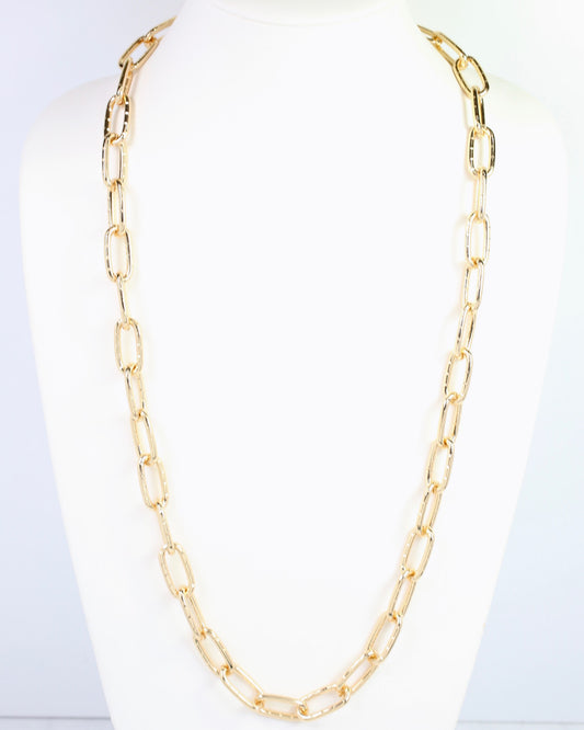 Meharry Textured Link Long Necklace Gold