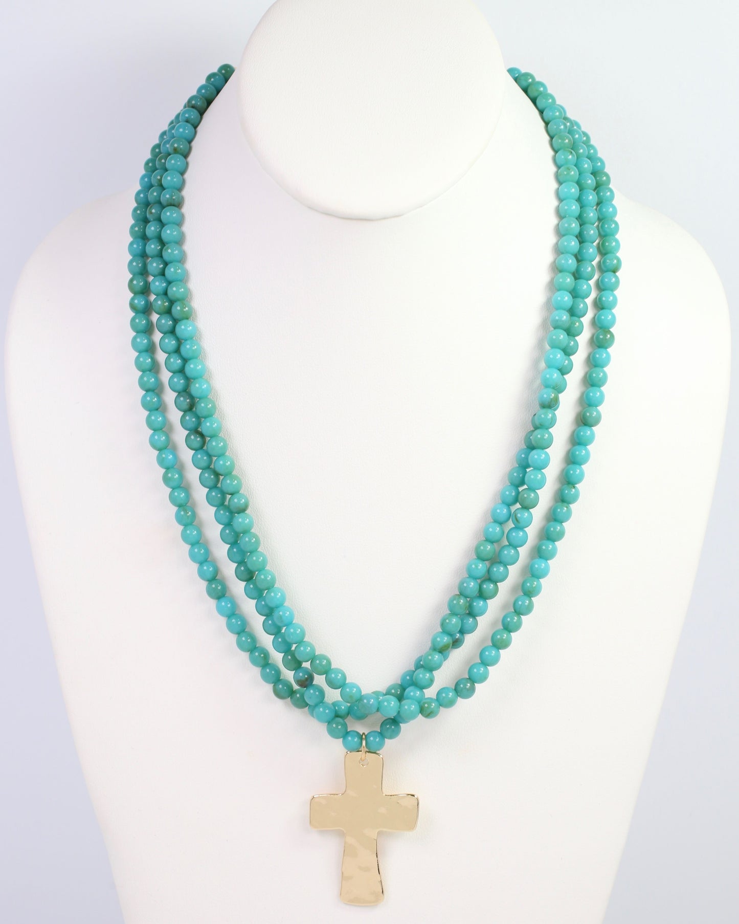 Barstow Layered Beaded Cross Necklace Turquoise