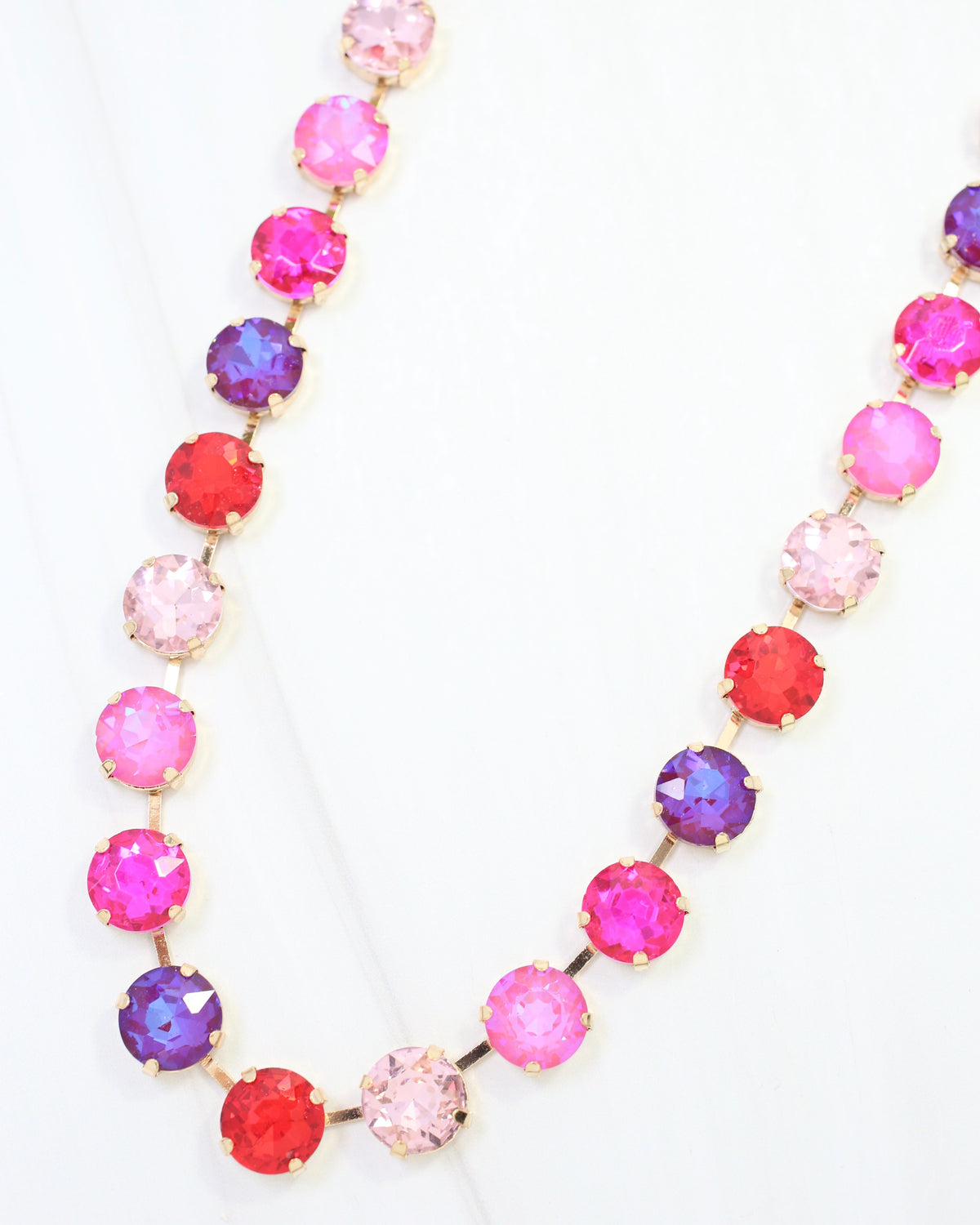 Donimica Rhinestone Necklace Pink Multi