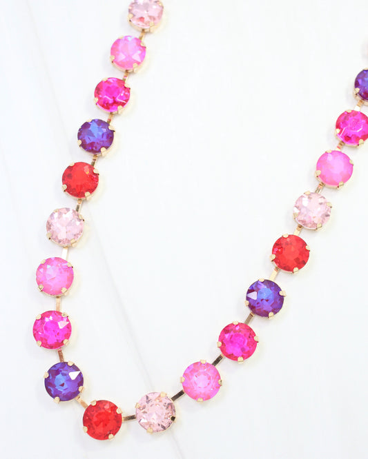 Donimica Rhinestone Necklace Pink Multi