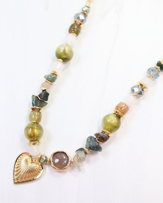 Sarasota Stone Charm Necklace Green